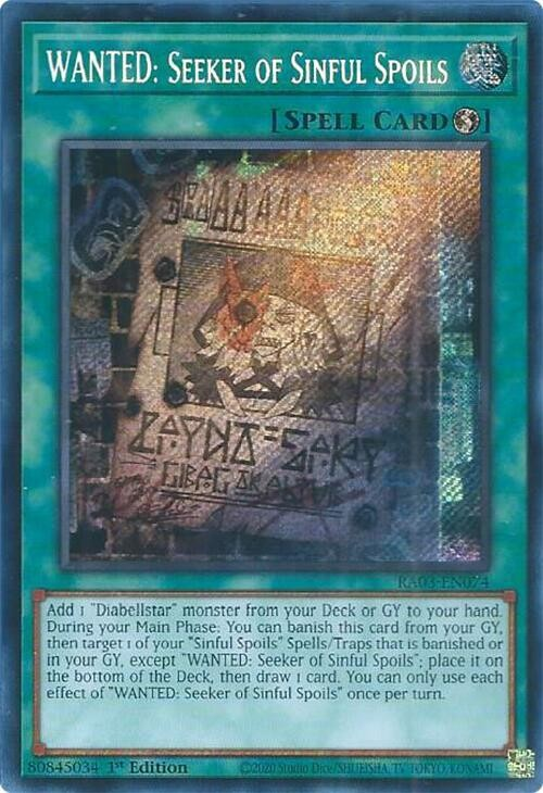 WANTED: Seeker of Sinful Spoils (Secret Rare) - Quarter Century Bonanza